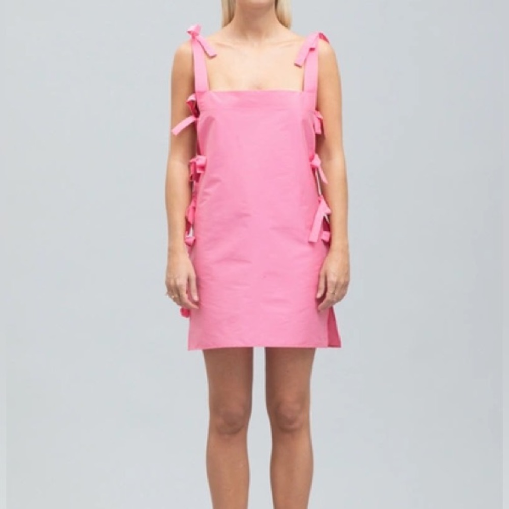 BERNADETTE Lisa Bow-Embellished Taffeta Mini Dress Pink size 36